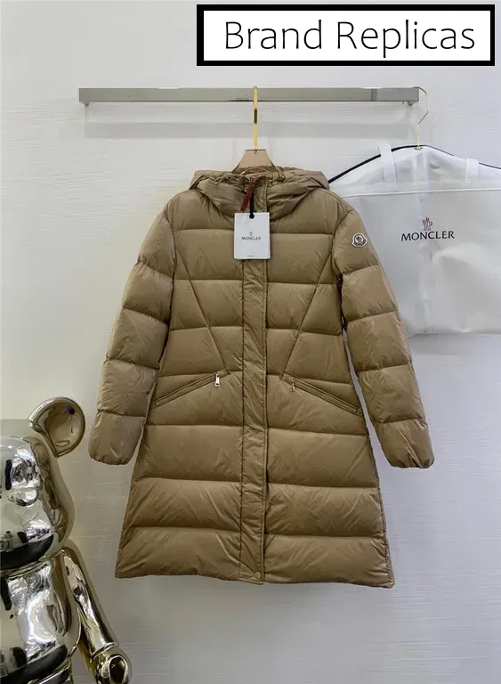 Moncler waist hooded long down jacket